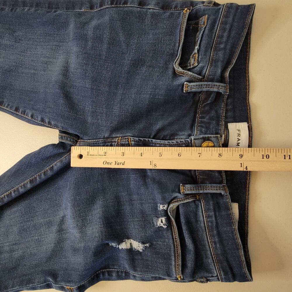 Frame Womens Le Garcon Jeans Boyfriend SZ 25 Distressed LGJ865 Blue Dublin Grind - Picture 11 of 13